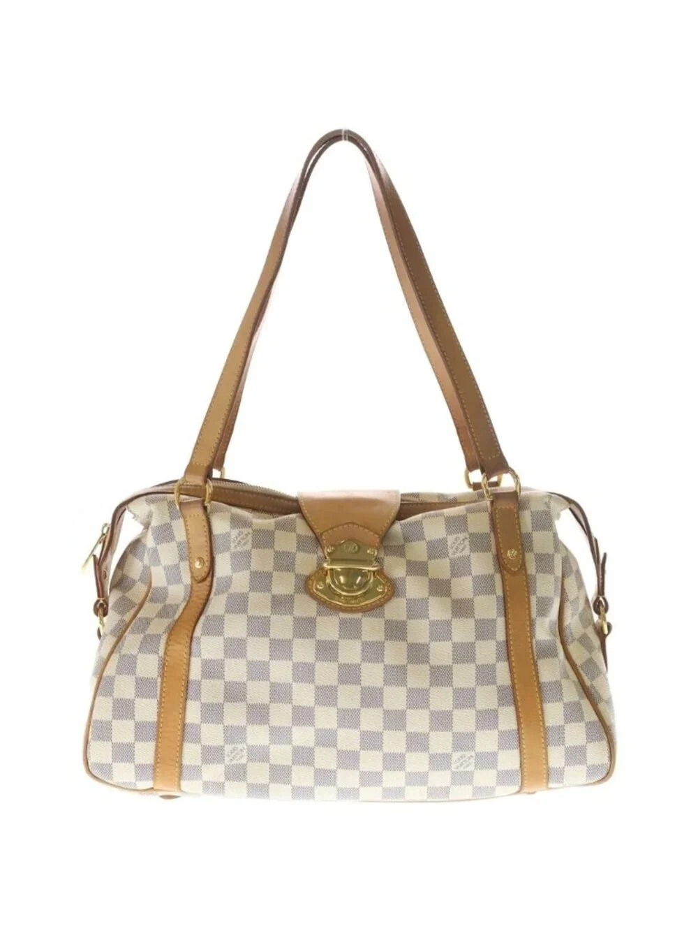 Louis Vuitton Damier Azur Strethe GM Handbag Ivory Brown Leather Gold
